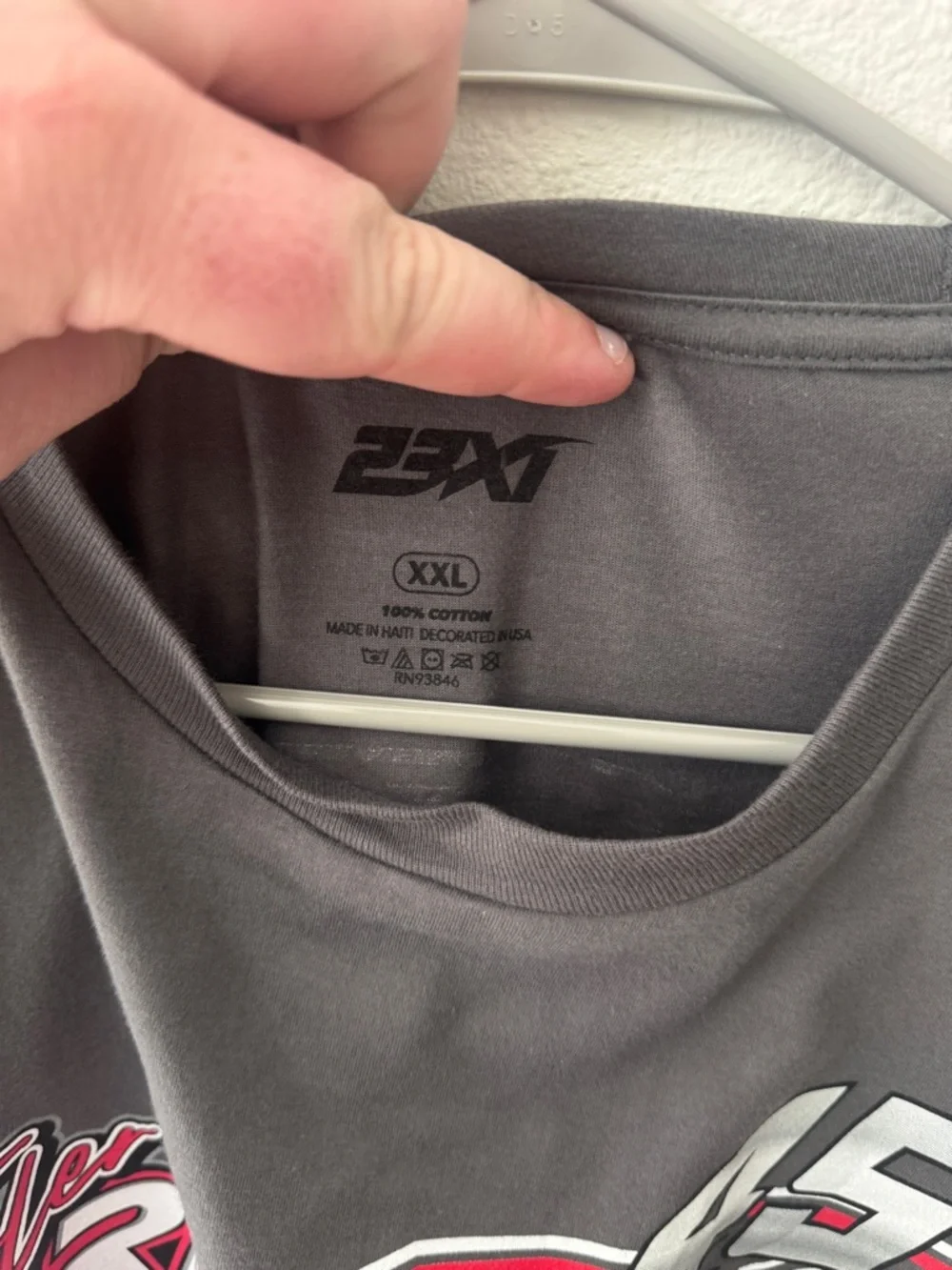 Next Level Apparel Gray Tyler Reddick 45 Graphic Tee with Red and White Accents - Picture 2 of 3